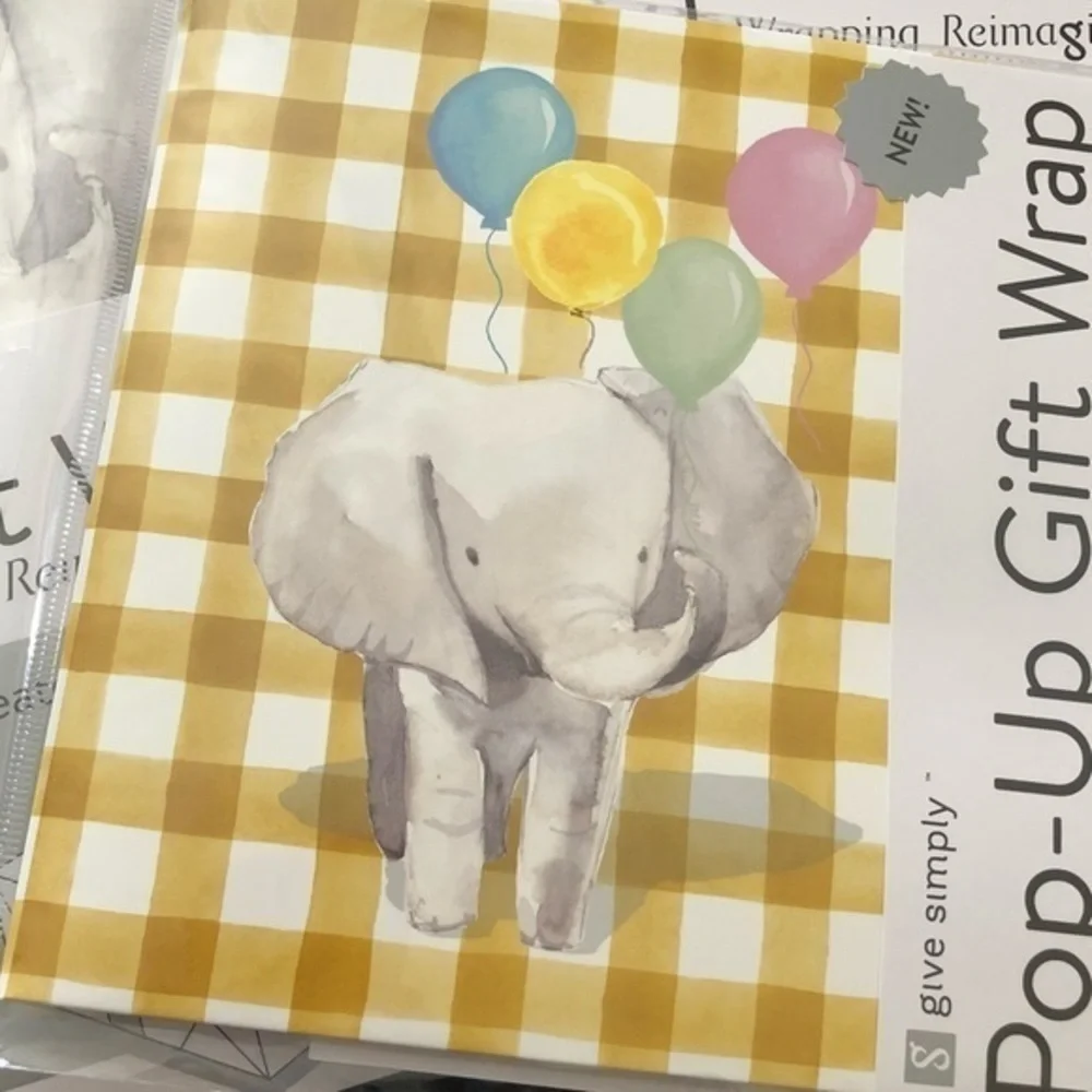 Gift Boxes for Baby Bundle of 3 --1 large 2 small Elephant & Balloons Plaid